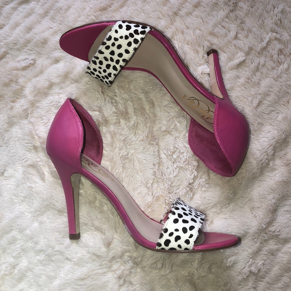 Candela Effe heel- pink and pony hair